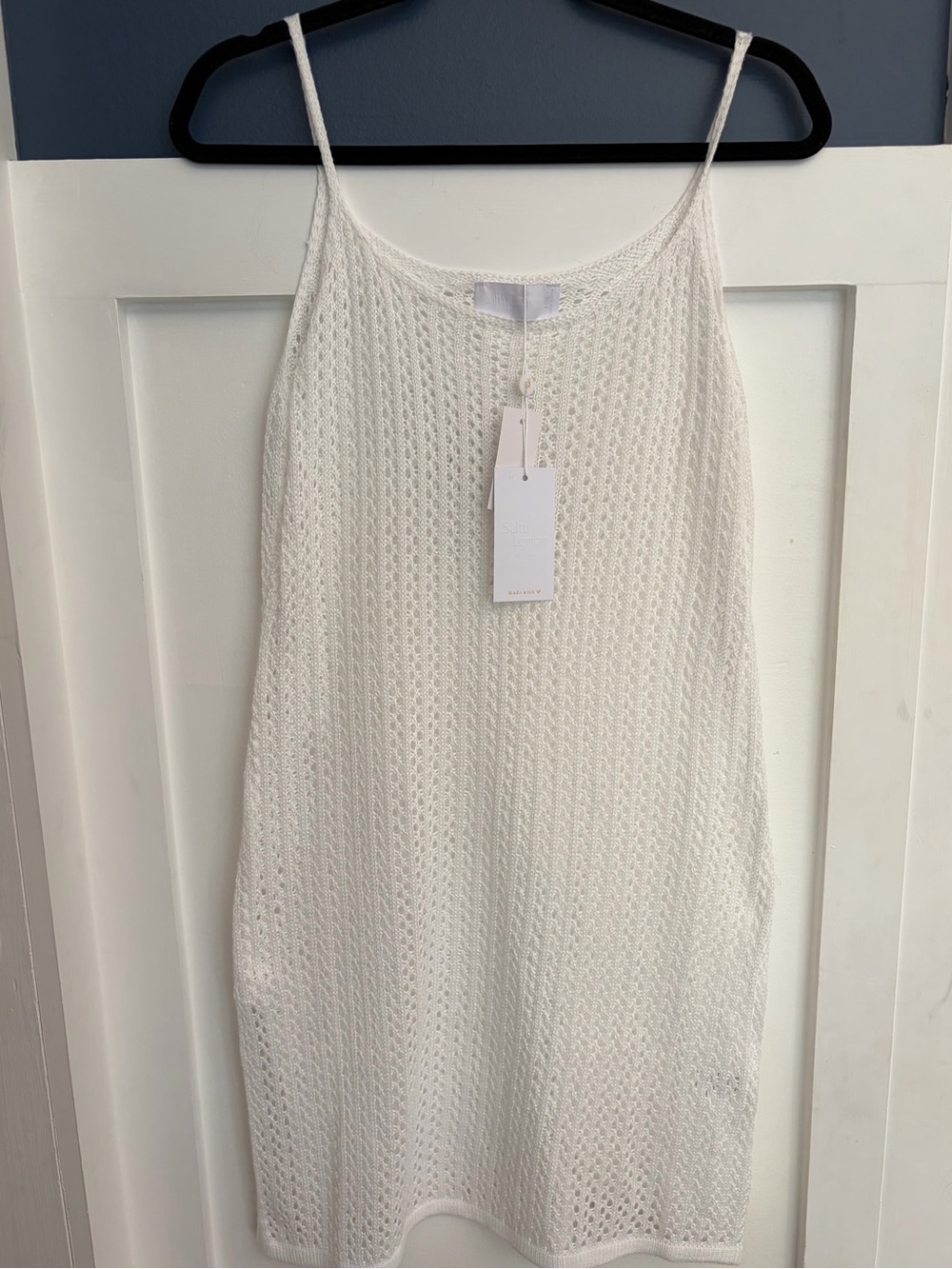 Salty Lemon Women's Sleeveless White Knit Mini Dress Lightweight Slip Style NWT